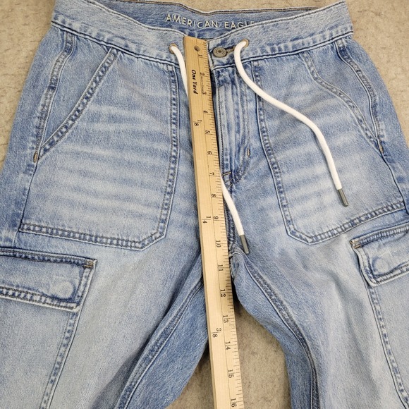 American Eagle Size 6 Joggers High Rise Carpenter Drawstring Light Ankle Jeans - Picture 8 of 11